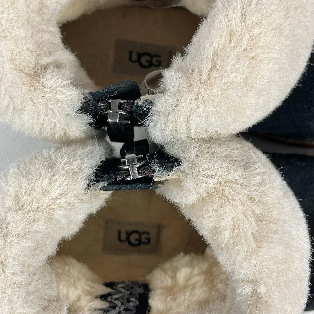 UGG Dreamee Toddler Boots Size 10 Black Suede Faux‎ Fur Zip Winter Booties